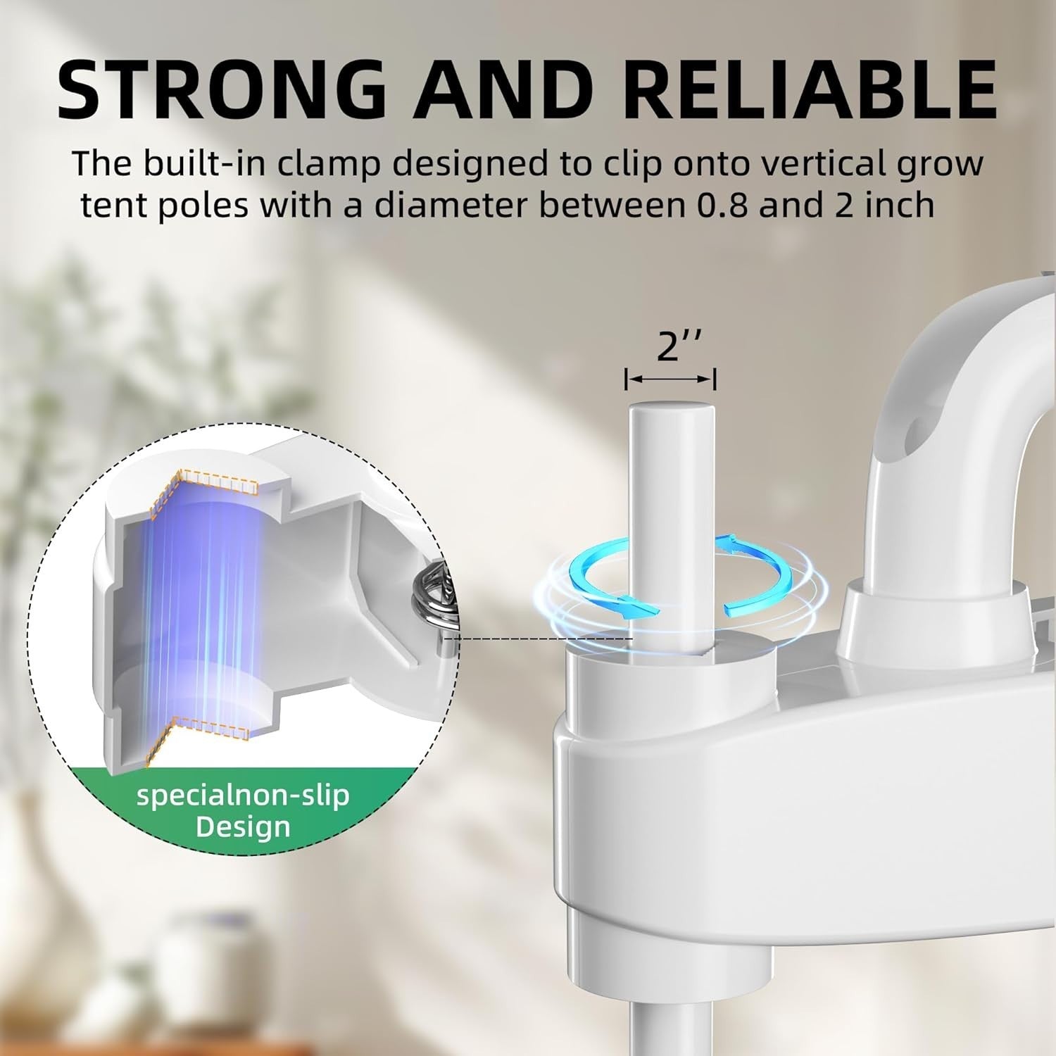 6-Inch Dual Clip Fans White – 2-Speed Adjustable 90° Quiet Desk or Grow Tent Use