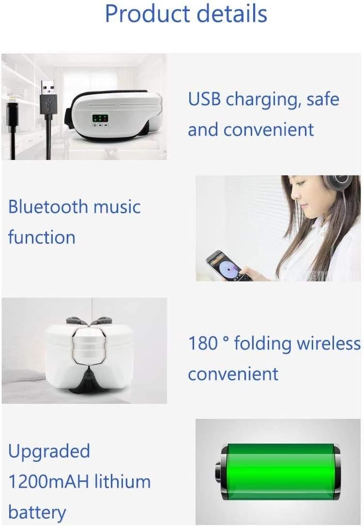 Heated Eye Massager Vibration Bluetooth Foldable