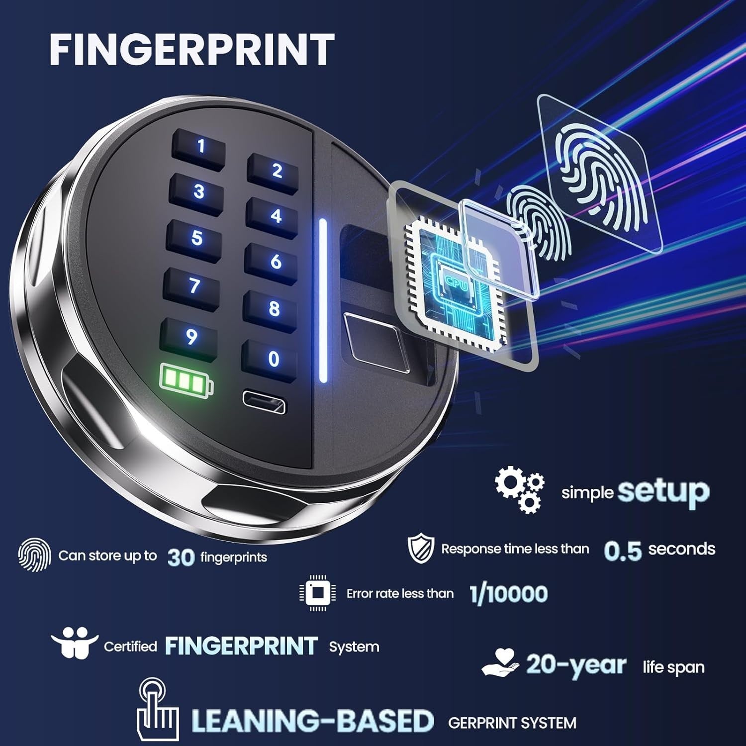 14L Biometric Safe Box Fingerprint Digital Keypad Security Safe