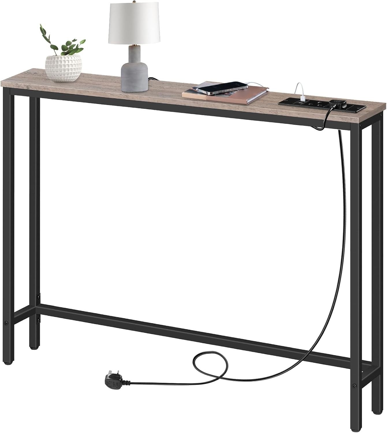 Slim Console Table with USB Charging Ports & Power Outlets for Small Spaces