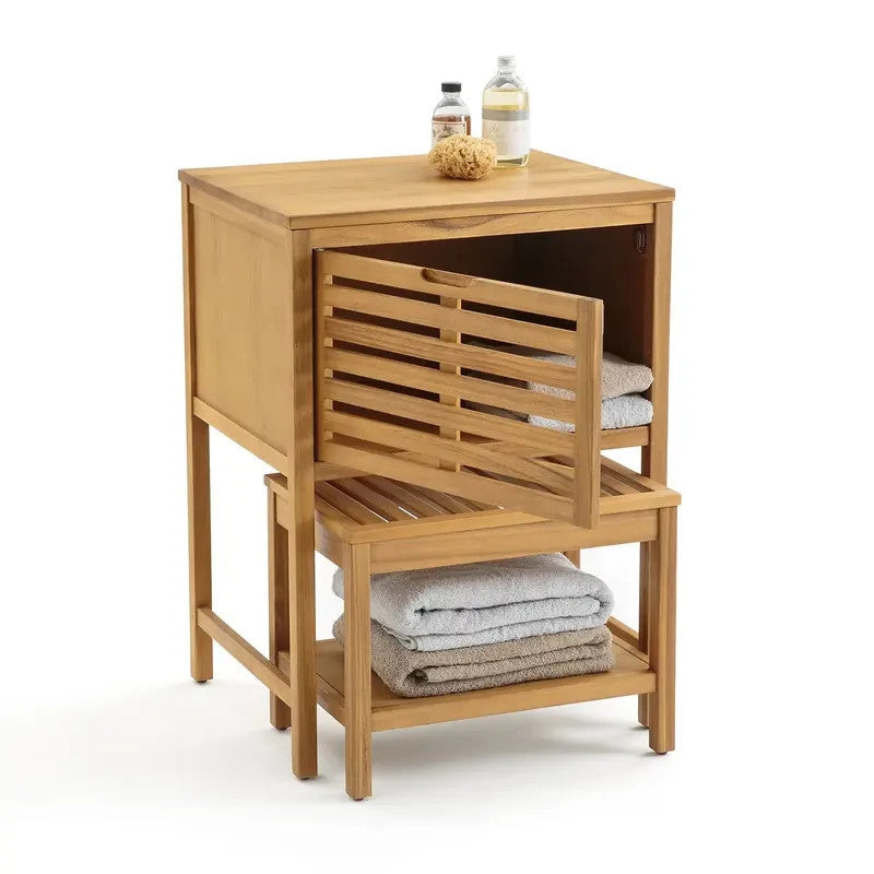 Acacia Bathroom Vanity Sink Unit with Door Storage | 60cm Wood Cabinet