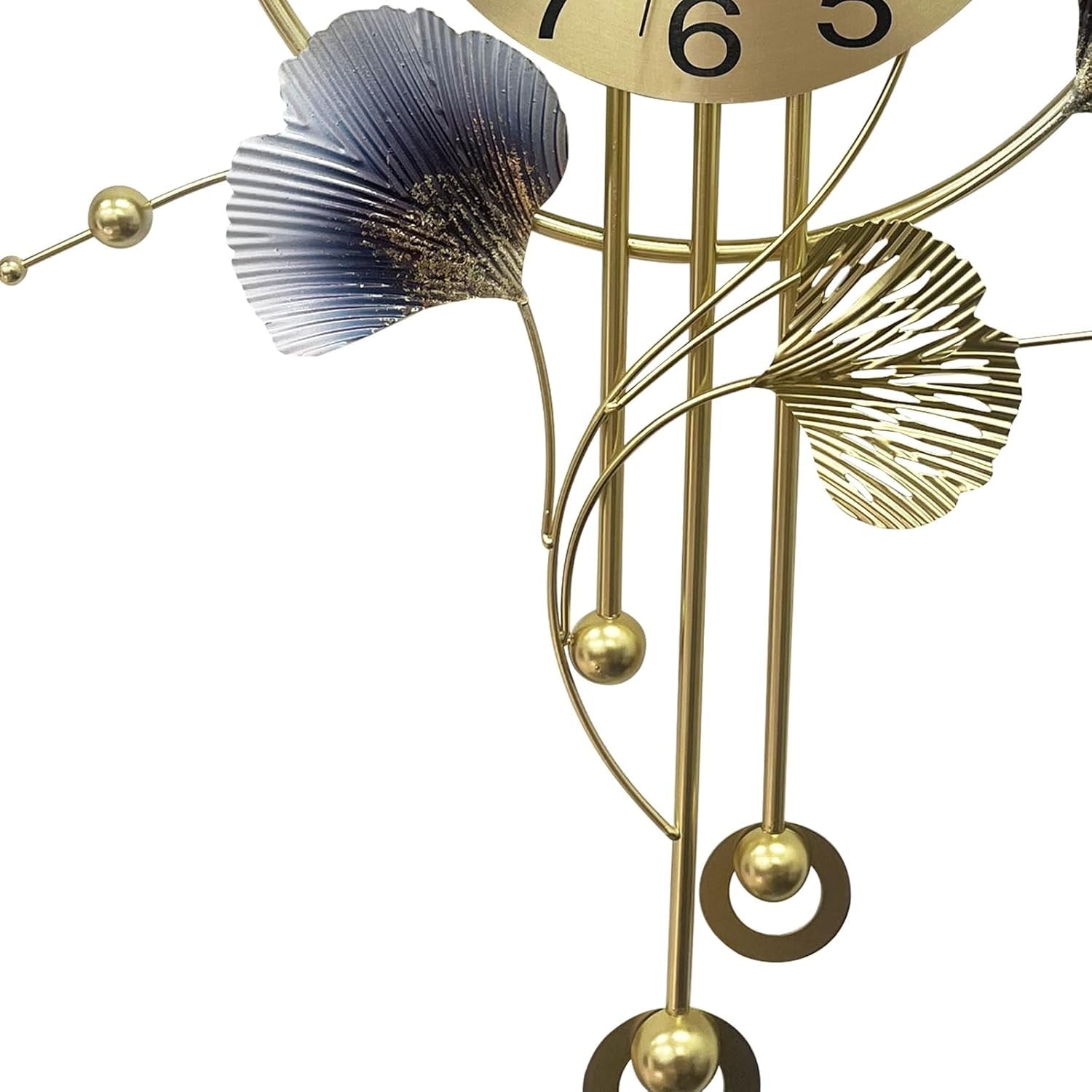 70×52cm Luxury Ginkgo Leaf Wall Clock – Silent Metal Art Pendulum Clock Home
