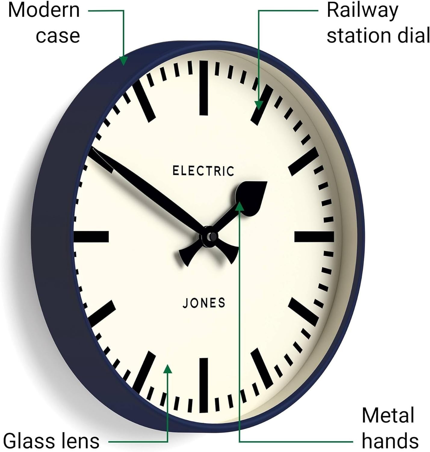 30cm Modern Wall Clock Silent Quartz Station Style Round Clock Home Office