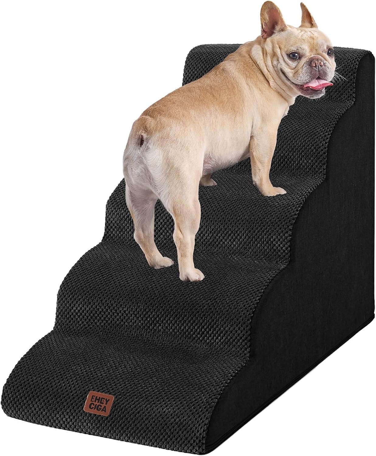 5 Step Dog Stairs for High Bed Non Slip Foam Pet Steps Washable Black