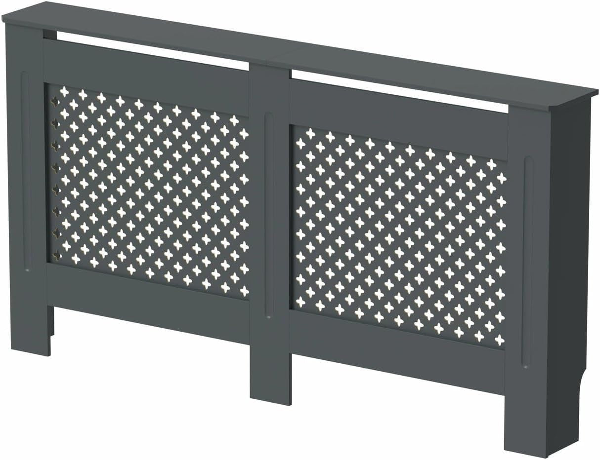 Modern Anthracite Radiator Cover Diamond Cross Pattern MDF Cabinet Large