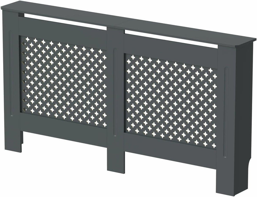 Modern Anthracite Radiator Cover Diamond Cross Pattern MDF Cabinet Large