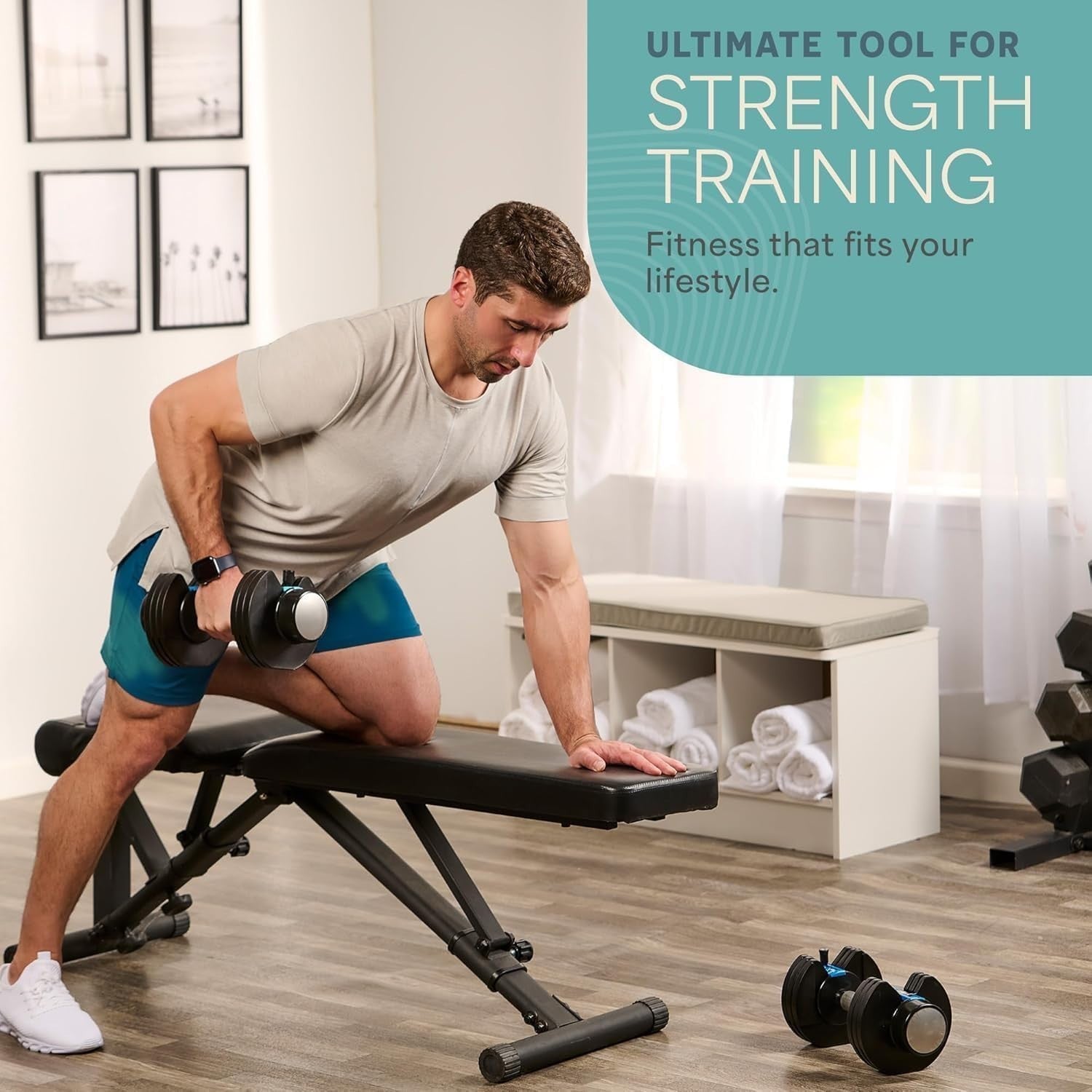 Adjustable Dumbbell Set Pair 11kg 5-in-1 Non-Slip No-Roll Home Gym