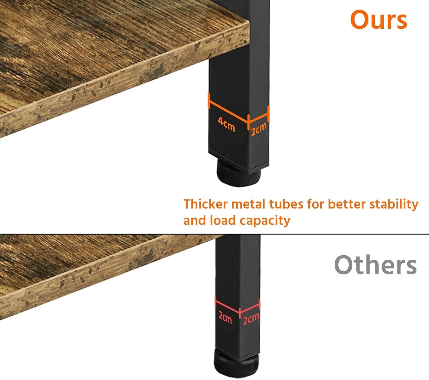 2-Tier Industrial Side Table with Drawer Set of 2, Narrow Storage 60x30x60cm