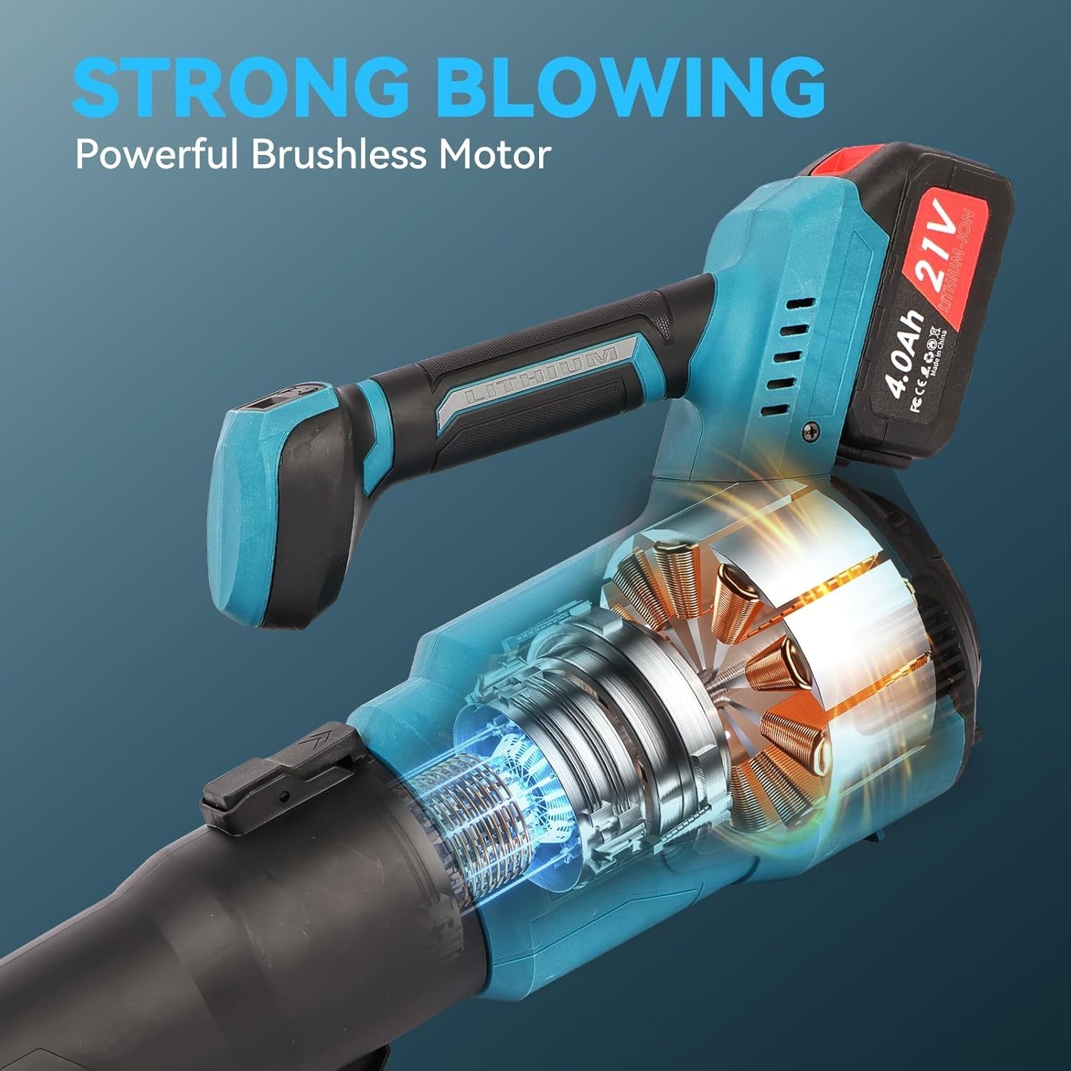 Cordless Leaf Blower Brushless 42m/s Dual Battery LED Display