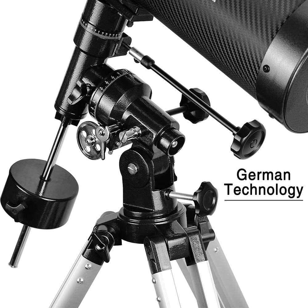130mm Reflector Telescope for Adults, Equatorial Mount, Tripod & Phone Adapter
