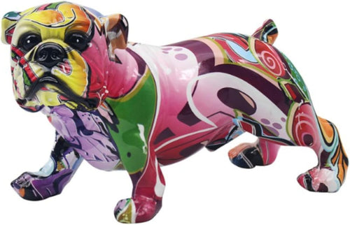 Graffiti Bulldog Small Ornament Modern Art Resin Figure Colourful Home Decor
