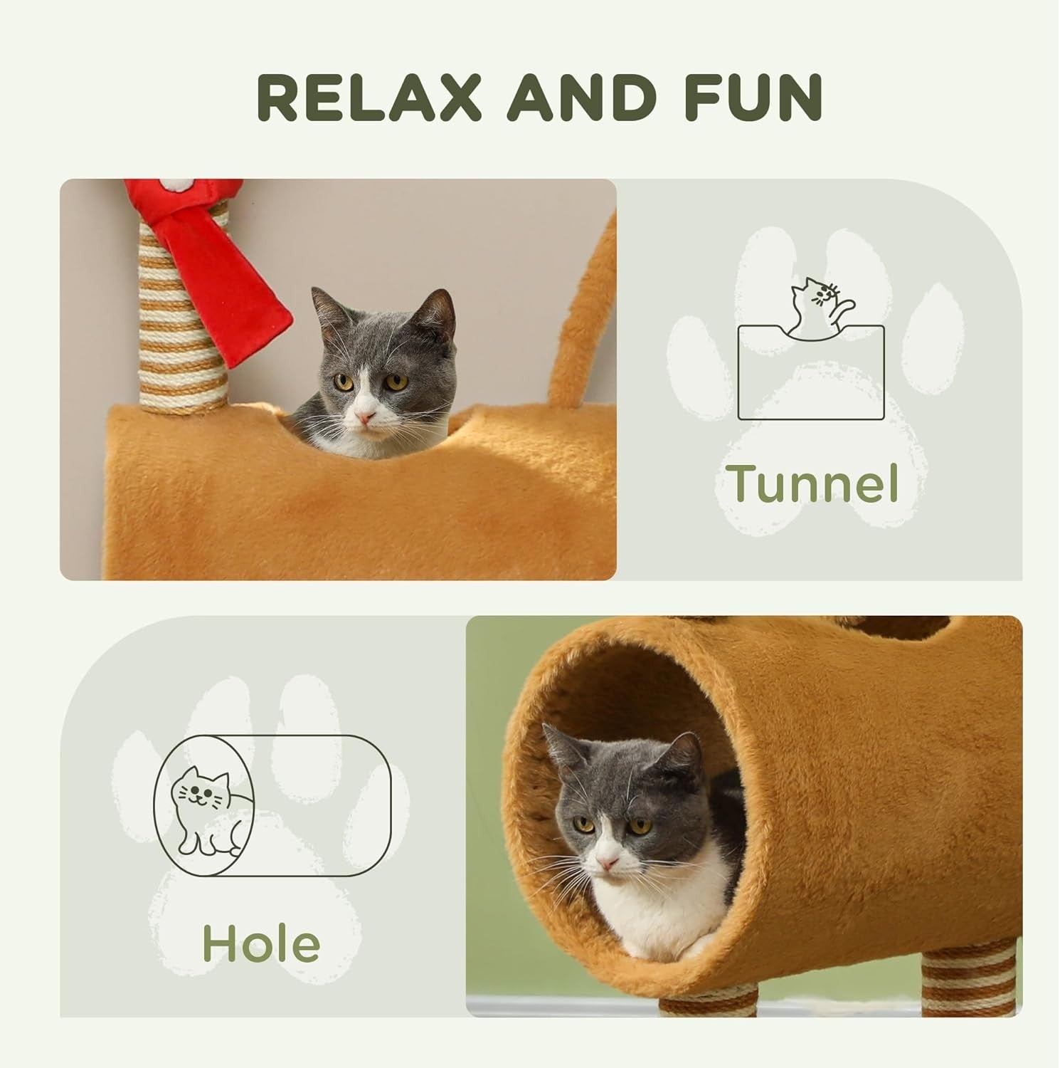 Cat Tree 98cm Indoor Tower with Tunnel Scratching Posts Toy Ball for Cats