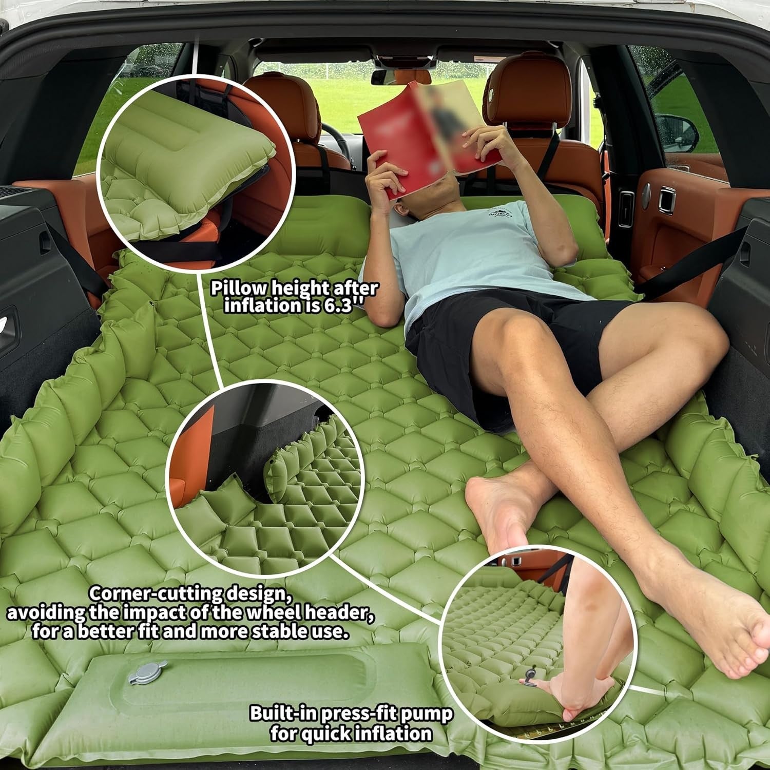 2-Person Inflatable Car Mattress with Foot Pump & Waterproof Travel Bed