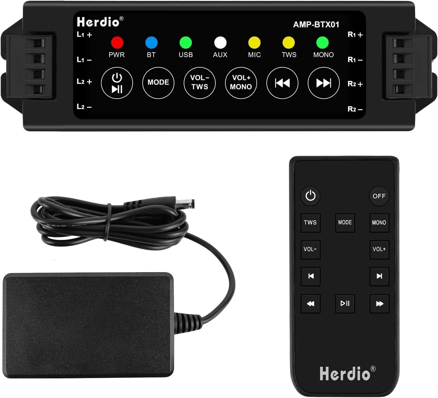 4-Channel Bluetooth Amplifier 200W Mini Receiver IR Remote AUX USB MIC