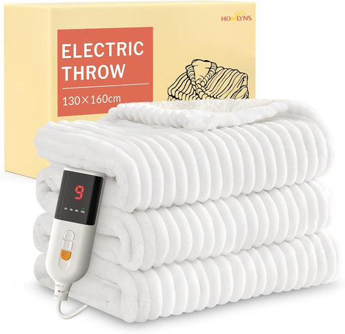 Electric Heated Throw Blanket 160x130cm Fast Heat Timer Soft Sherpa
