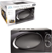 Black 20L Microwave 700W 6 Power Levels Manual Timer