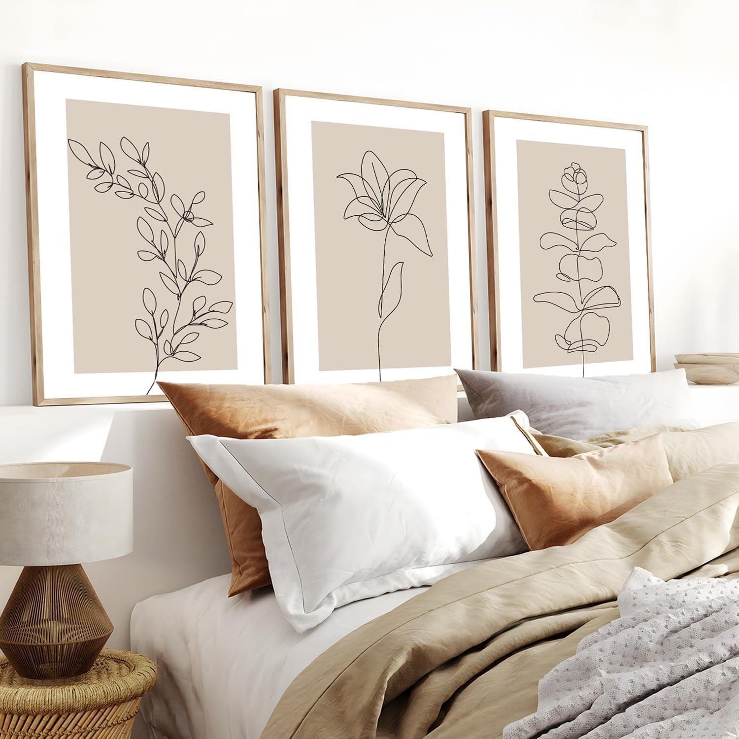 Neutral Botanical Wall Art Set of 3 12×16 in Floral Prints
