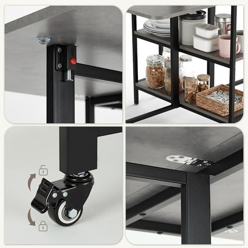 Grey Drop Leaf Folding Dining Table with Storage Shelves 120cm