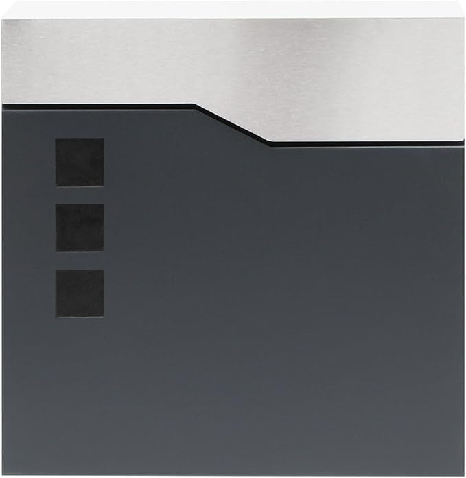 Lockable Wall Mounted Mailbox Dark Grey Steel Newspaper Slot Secure Postbox