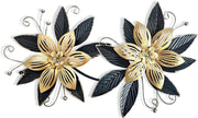 Black Gold Metal Flowers Wall Art 15 in 3D Multi-Layer Home Decor