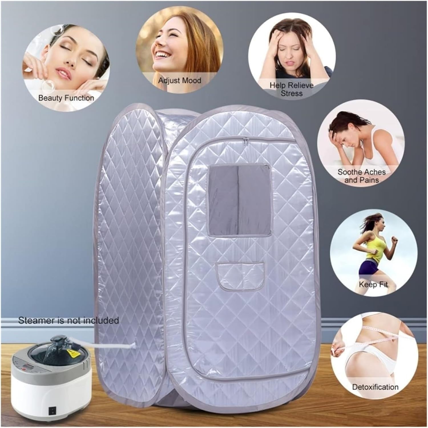 Portable Sauna Tent Home Spa Foldable Heat Therapy Cabin Stress Relief Pink