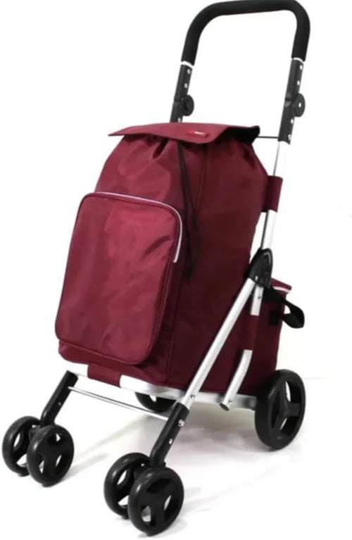 6 Wheel Shopping Trolley 74L Folding Grocery Cart Cooler Bag Adjustable Handle