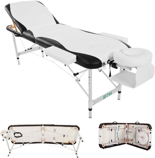 Portable Aluminium Massage Table 3-Section Adjustable Beauty Therapy Bed White