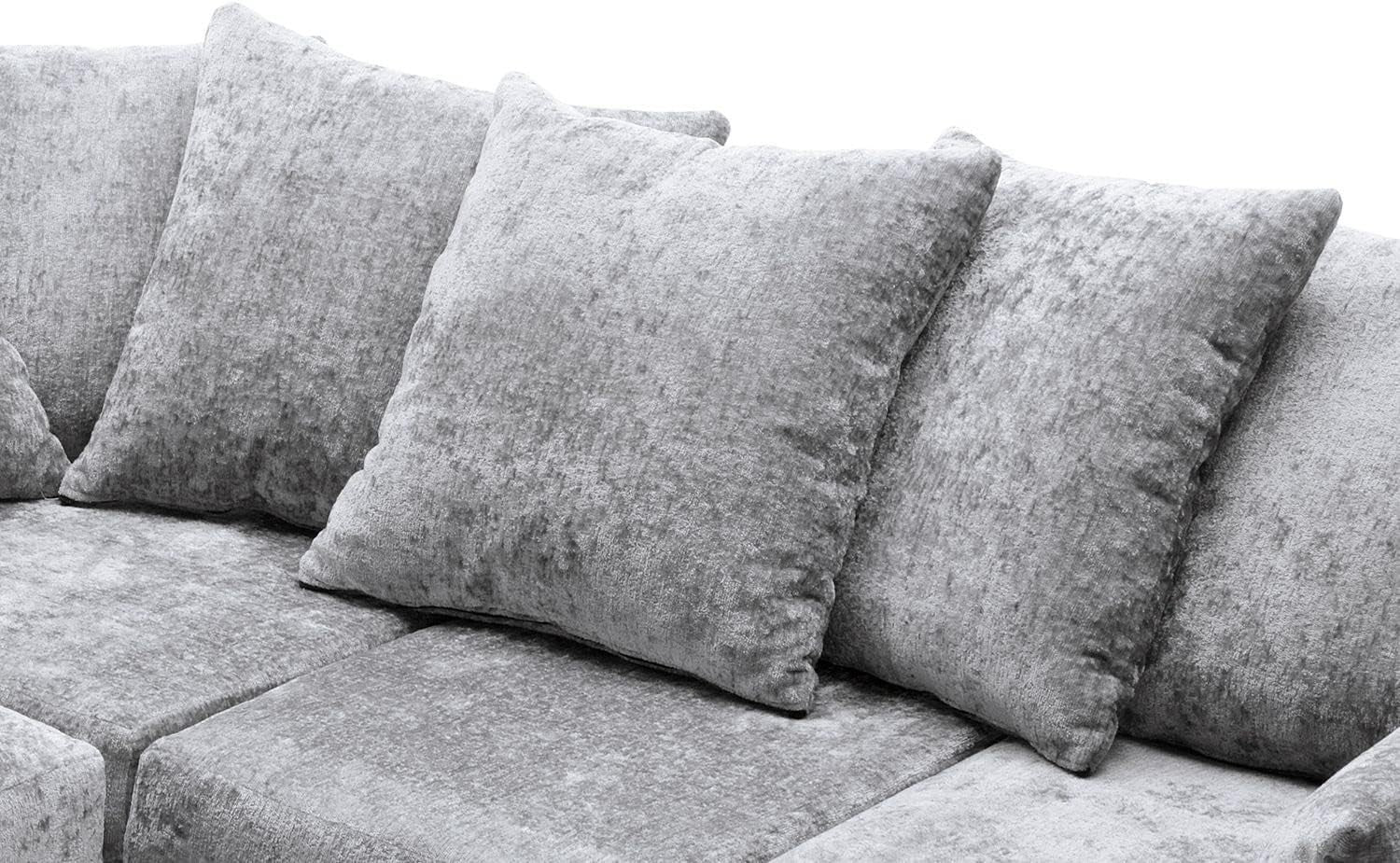 L-Shaped Light Grey Chenille Sofa 5-Seater Corner Couch Modern Living Room