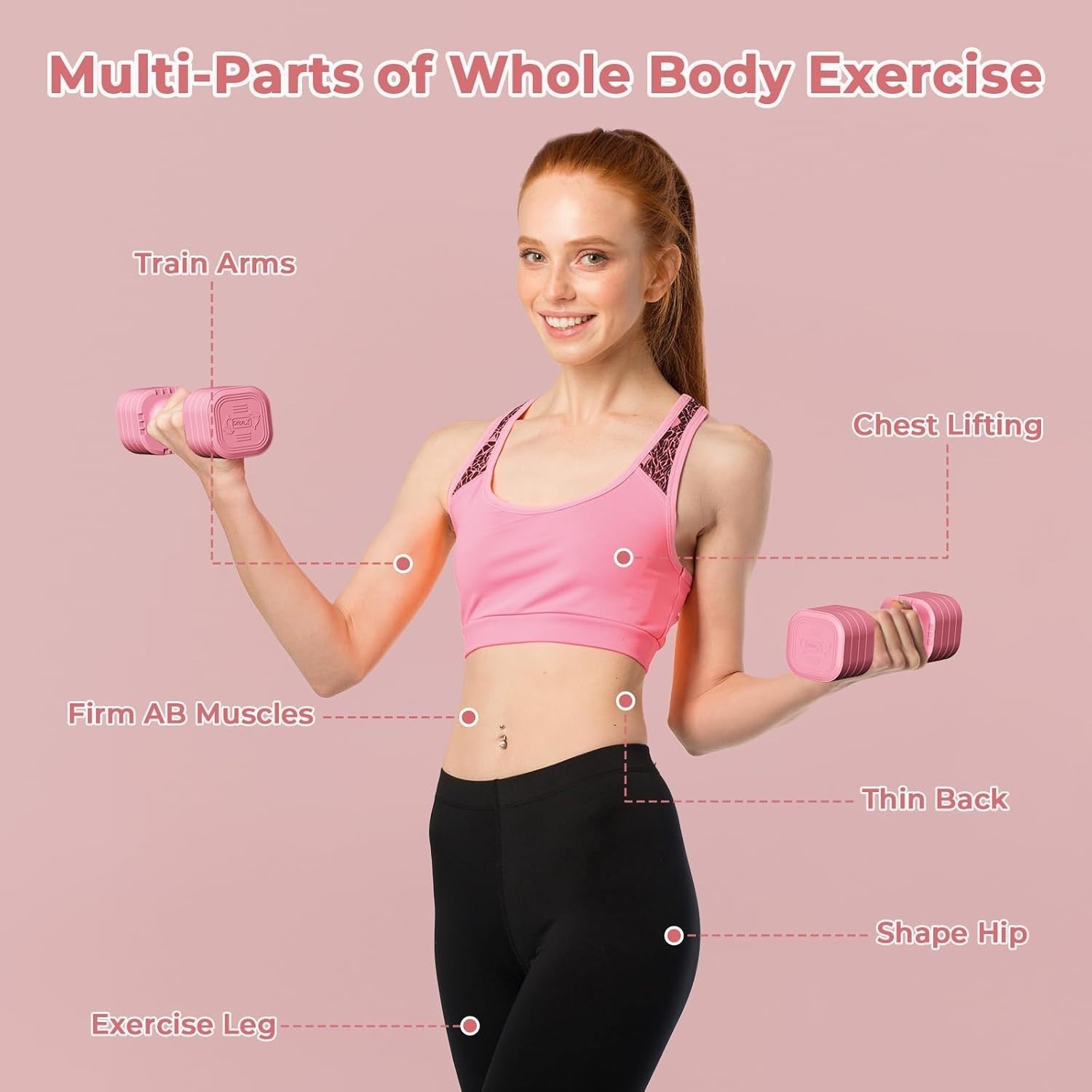 Adjustable Dumbbells Pair 2.5KG 4-in-1 Non-Slip Compact Home Gym