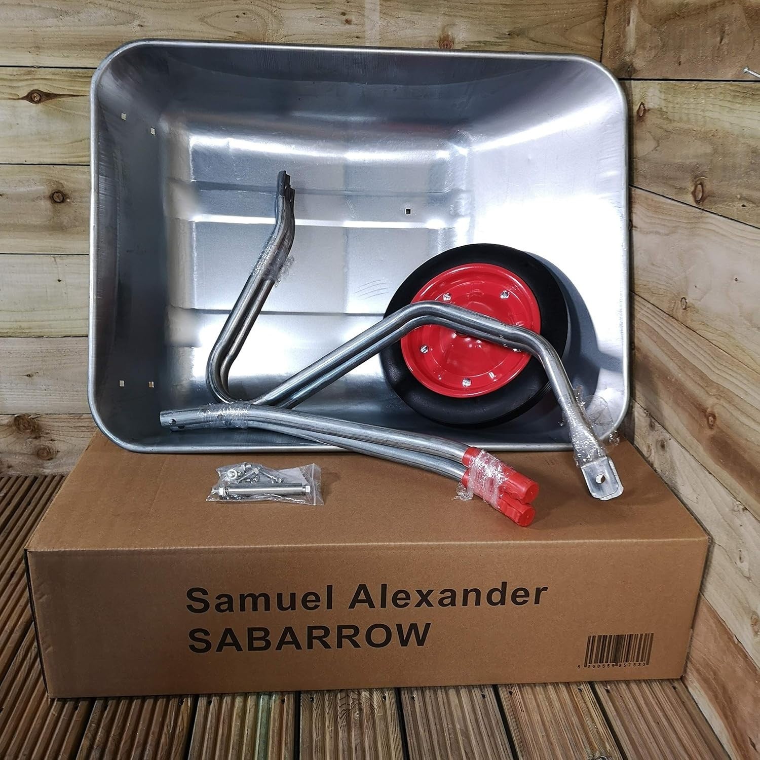 65L Galvanised Garden Wheelbarrow – Puncture Proof Tyre w/ Steel Tray 60kg Load