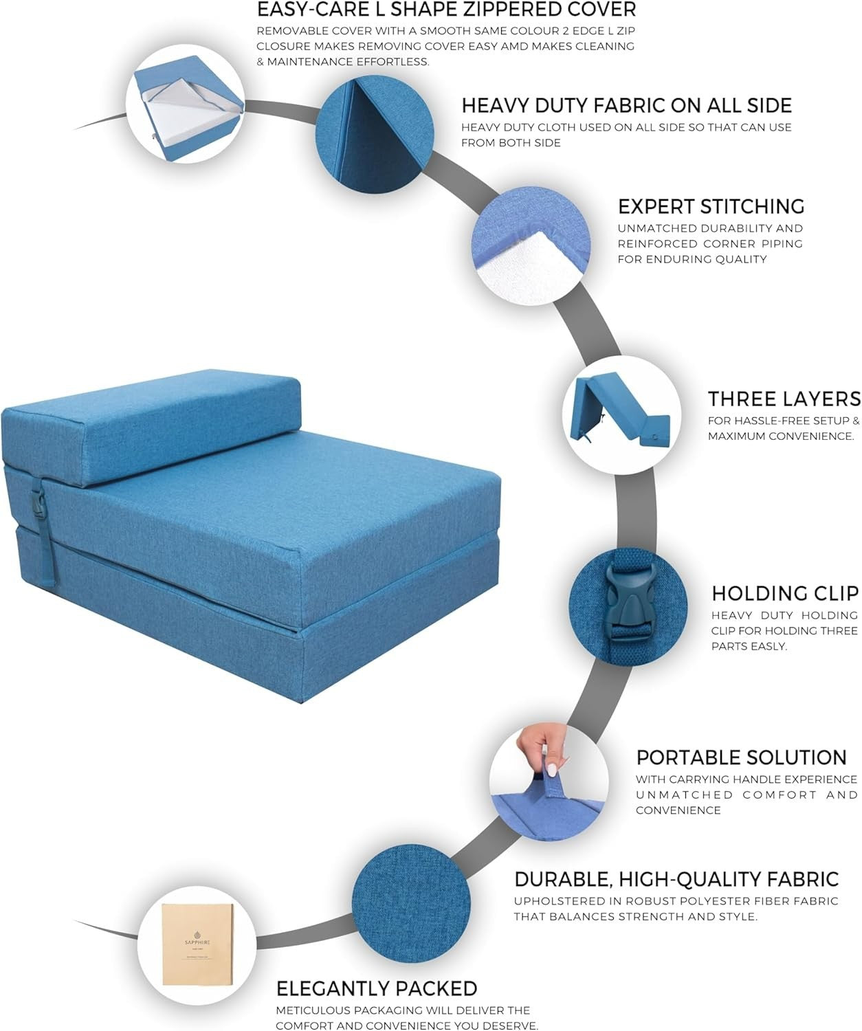 Fold Out Z Bed Chair Sofa Futon Single Guest Mattress Seat Foam Jade