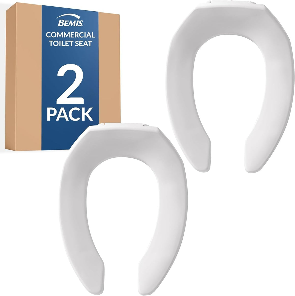 2-Pack White Elongated Toilet Seats | Commercial, Heavy-Duty, Stay-Tite