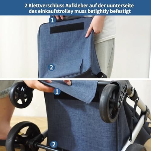 46L Folding Shopping Cart Trolley Insulated Cooler Bag Aluminum Blue