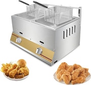 Commercial LPG Gas Deep Fryer 20L Double Tank Stainless Steel Fast Food