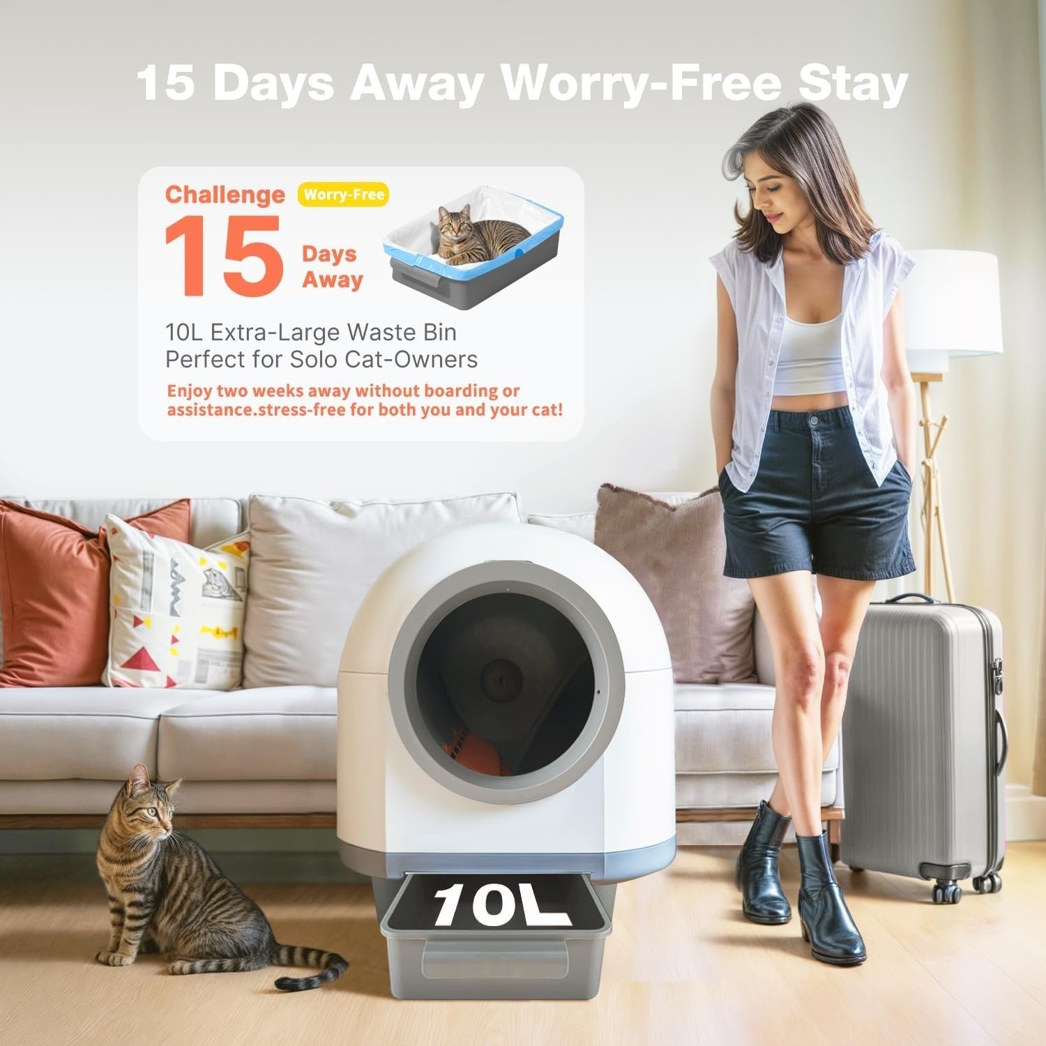 80L Automatic Cat Litter Robot Smart App Control Multi Cat Odor Free