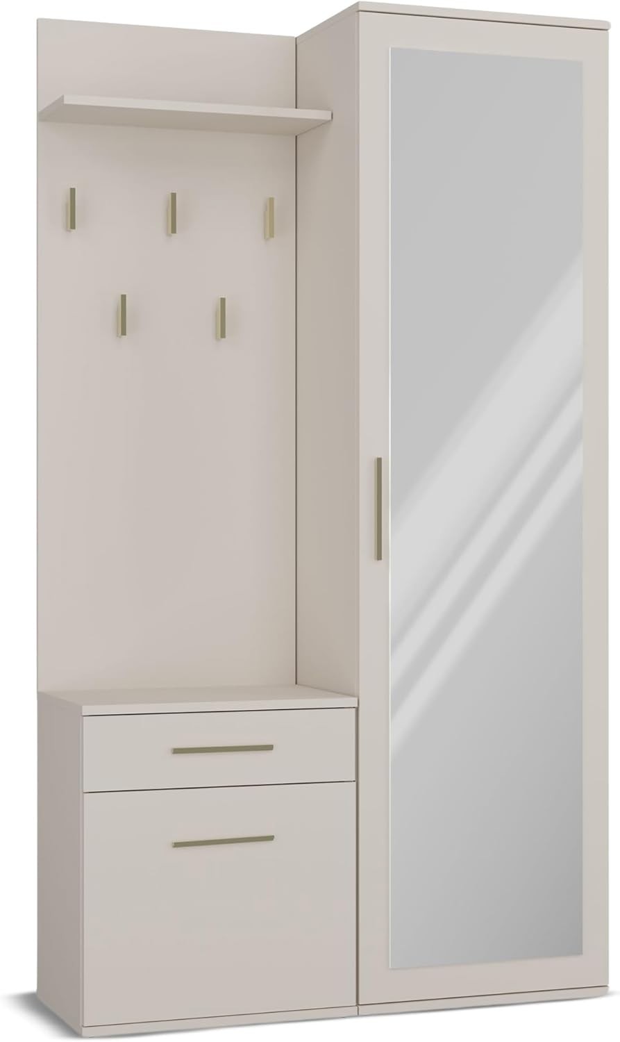 Modern Cashmere Hallway Wardrobe with Hooks, Drawers & Shoe Storage, 180cm