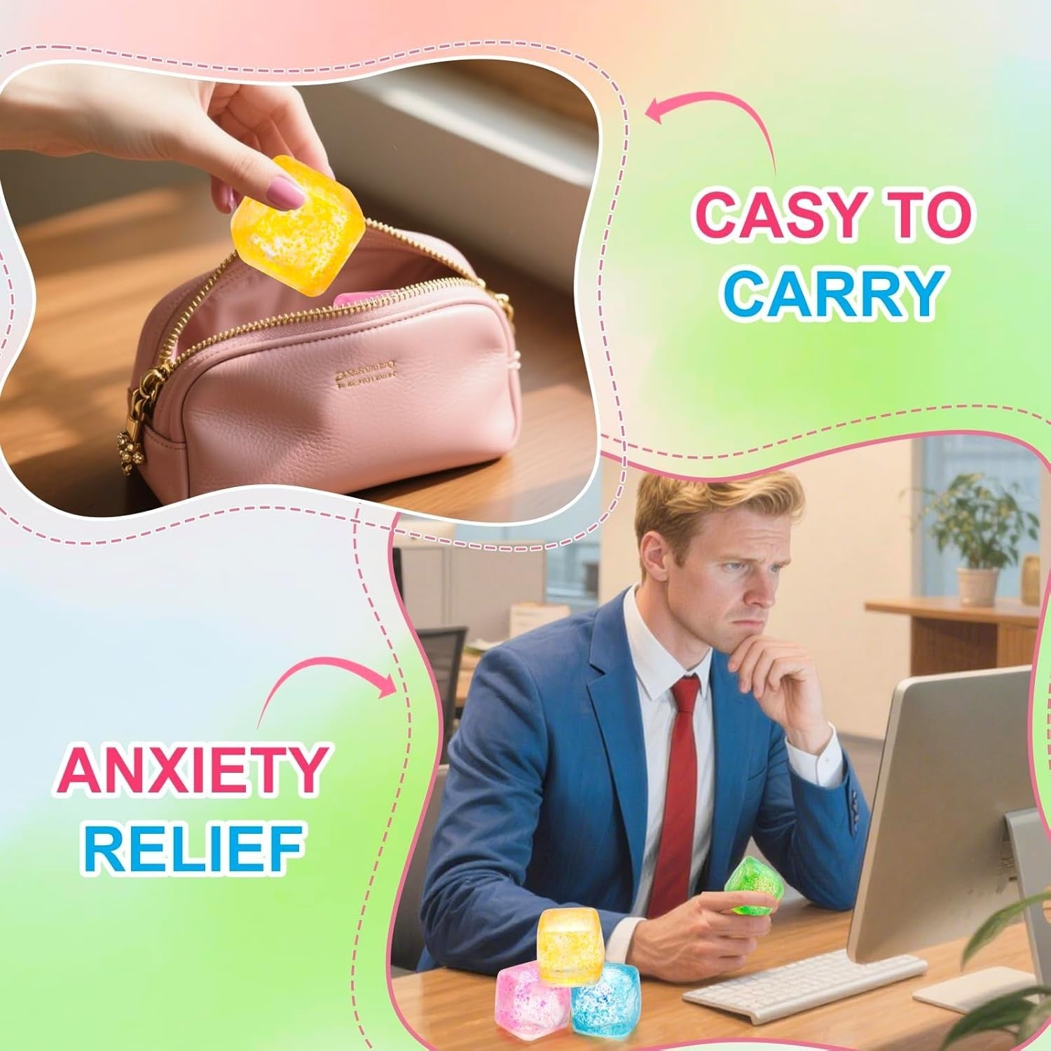 10PCS Stress Cube Squishy Fidget Toys Anxiety Relief Sensory