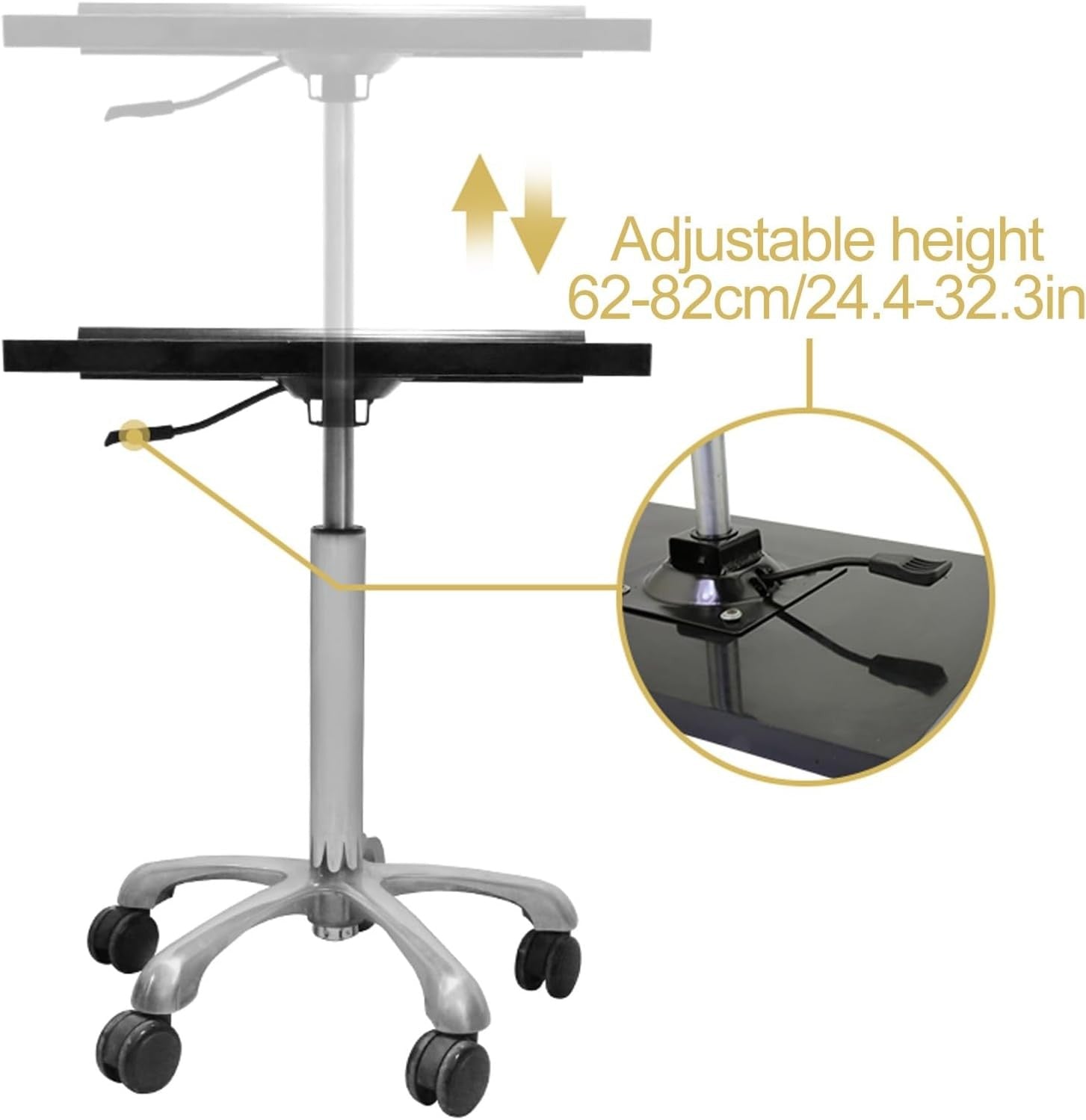 Portable Tattoo Workstation Adjustable Height Rolling Table Studio Tray