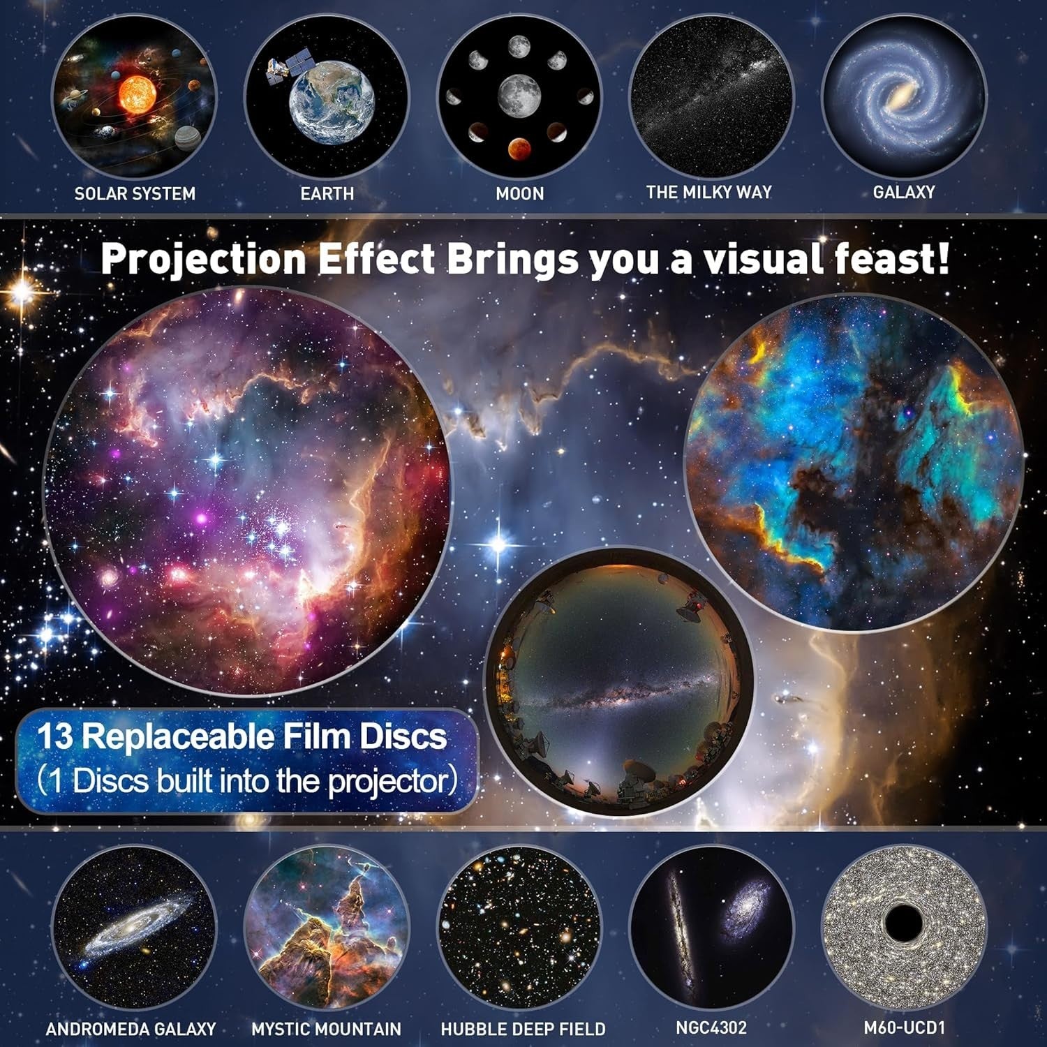 Planetarium Galaxy Light 13 Film Disc Rotating Star Night Projector