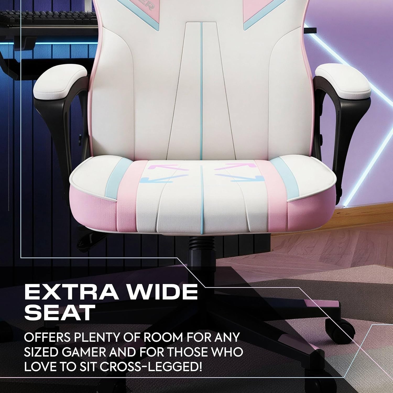 Ergonomic Gaming Chair High Back Wide Seat Pink