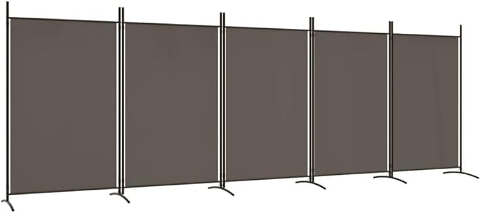 5 Panel Folding Room Divider Anthracite Privacy Screen 433x180cm Fabric