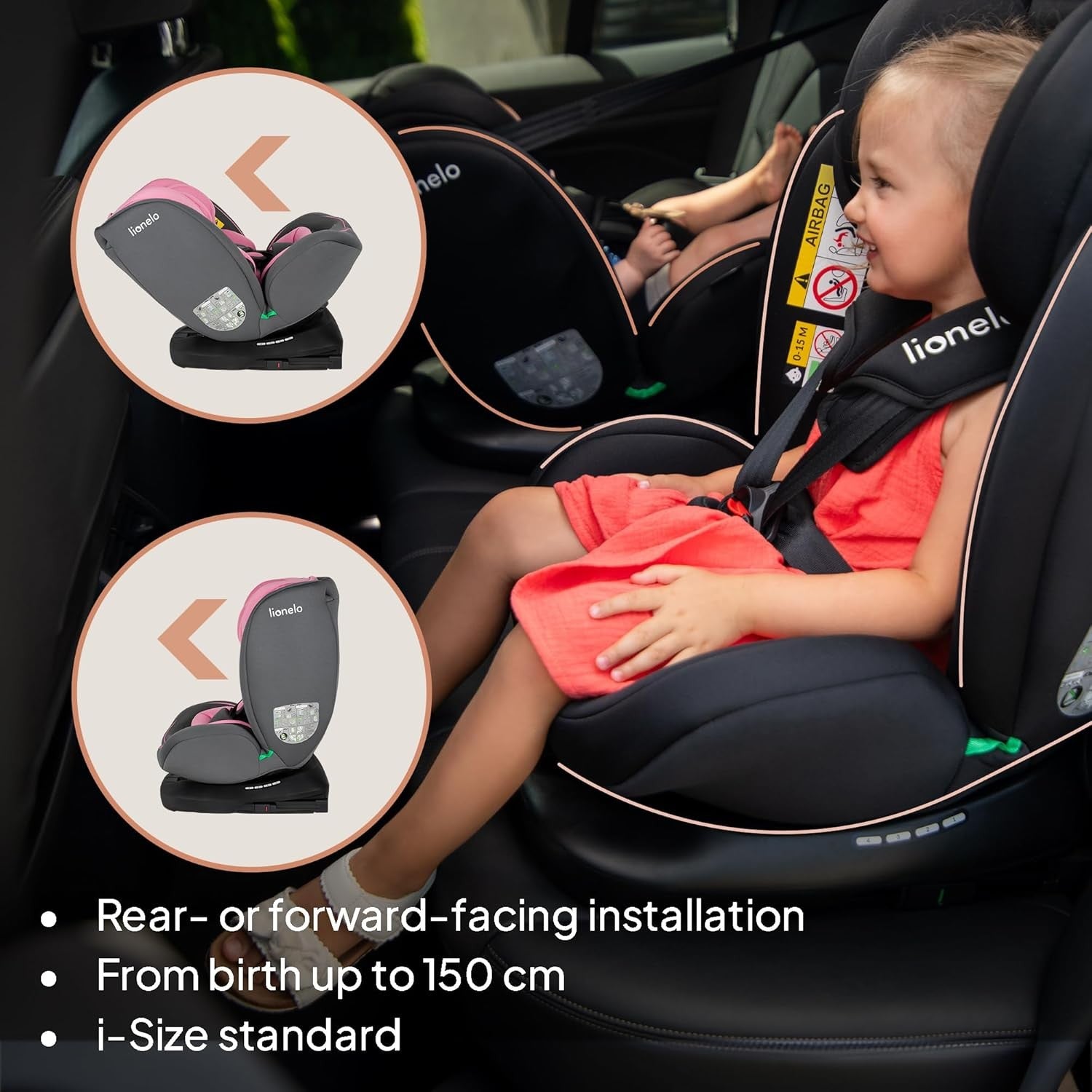 360° Swivel ISOFIX i-Size Baby Car Seat 0–12 Years Rear & Forward Facing