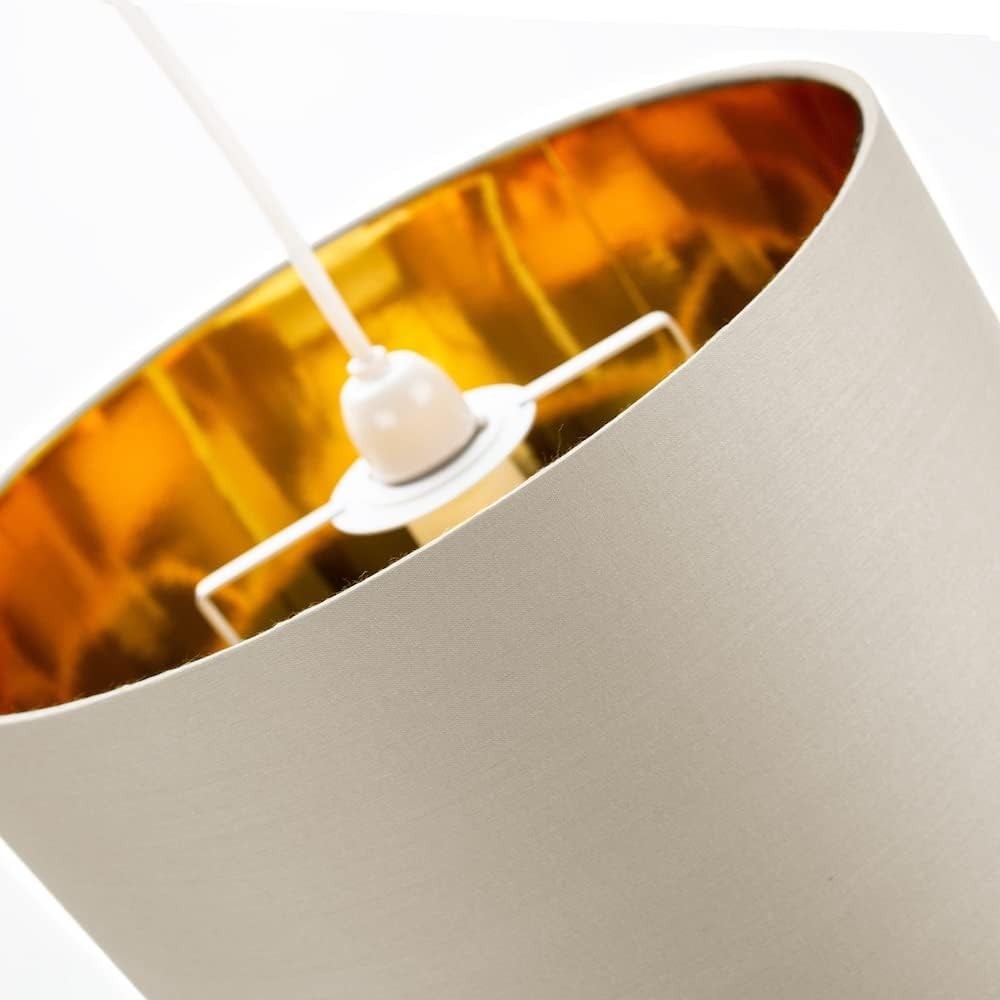 Cream Drum Lampshade 25cm Copper Inner Table Pendant Light Shade