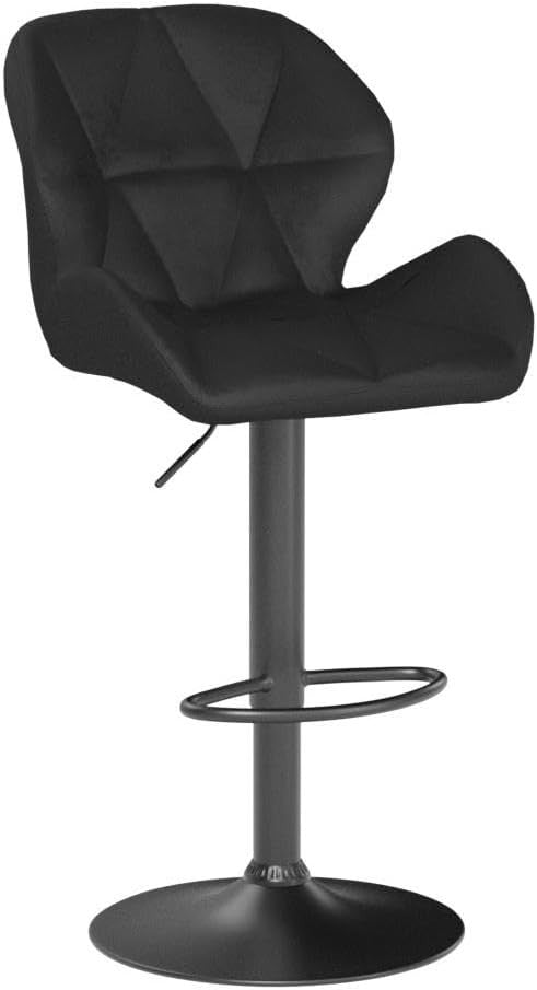 Velvet Swivel Bar Stools Set of 2 Adjustable Counter Chairs Black