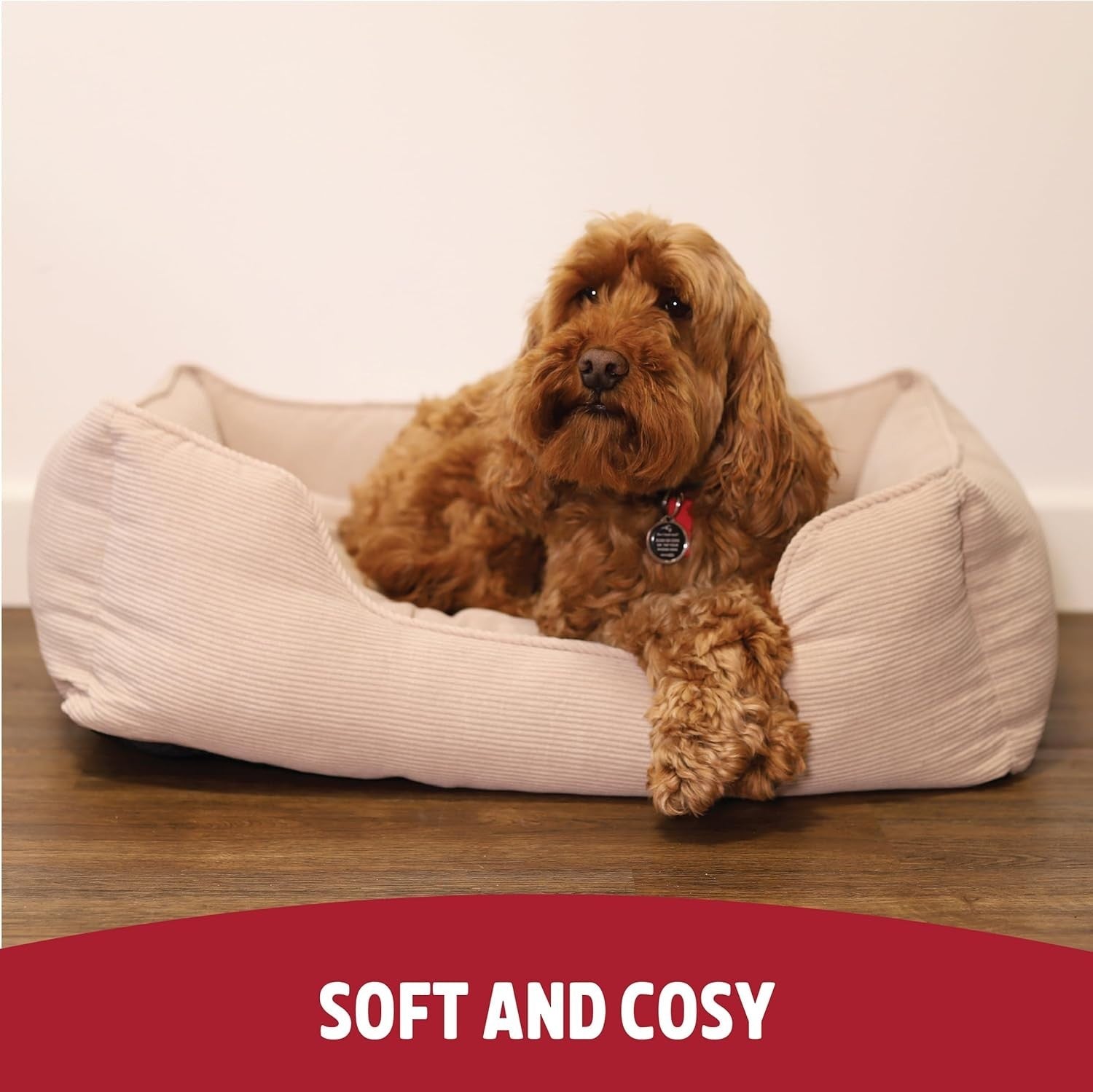 Medium Square Dog Bed 61x46x20cm Durable Cord
