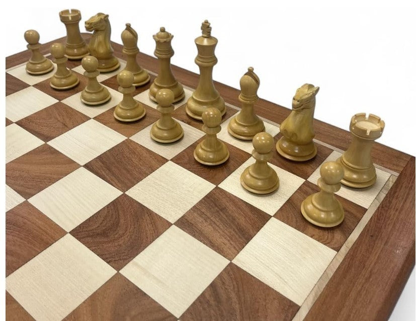 Luxury Wooden Chess Set 3.5" King Stallion Knight Pieces & Storage Box