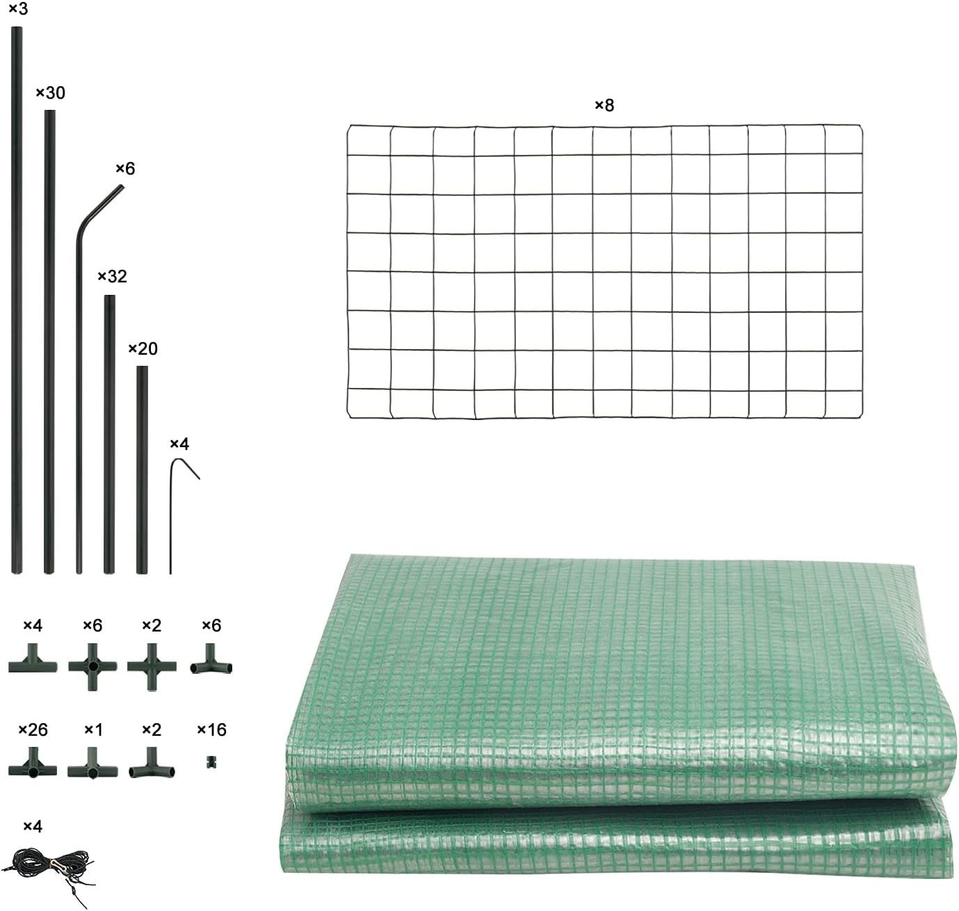 Walk-In Greenhouse 6 Shelves | Reinforced PE Cover | Steel Frame | Roll-Up Door