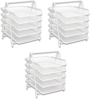 3-Pack 5-Tier White Wire Mesh Letter Tray Desk Organiser A4 Paper