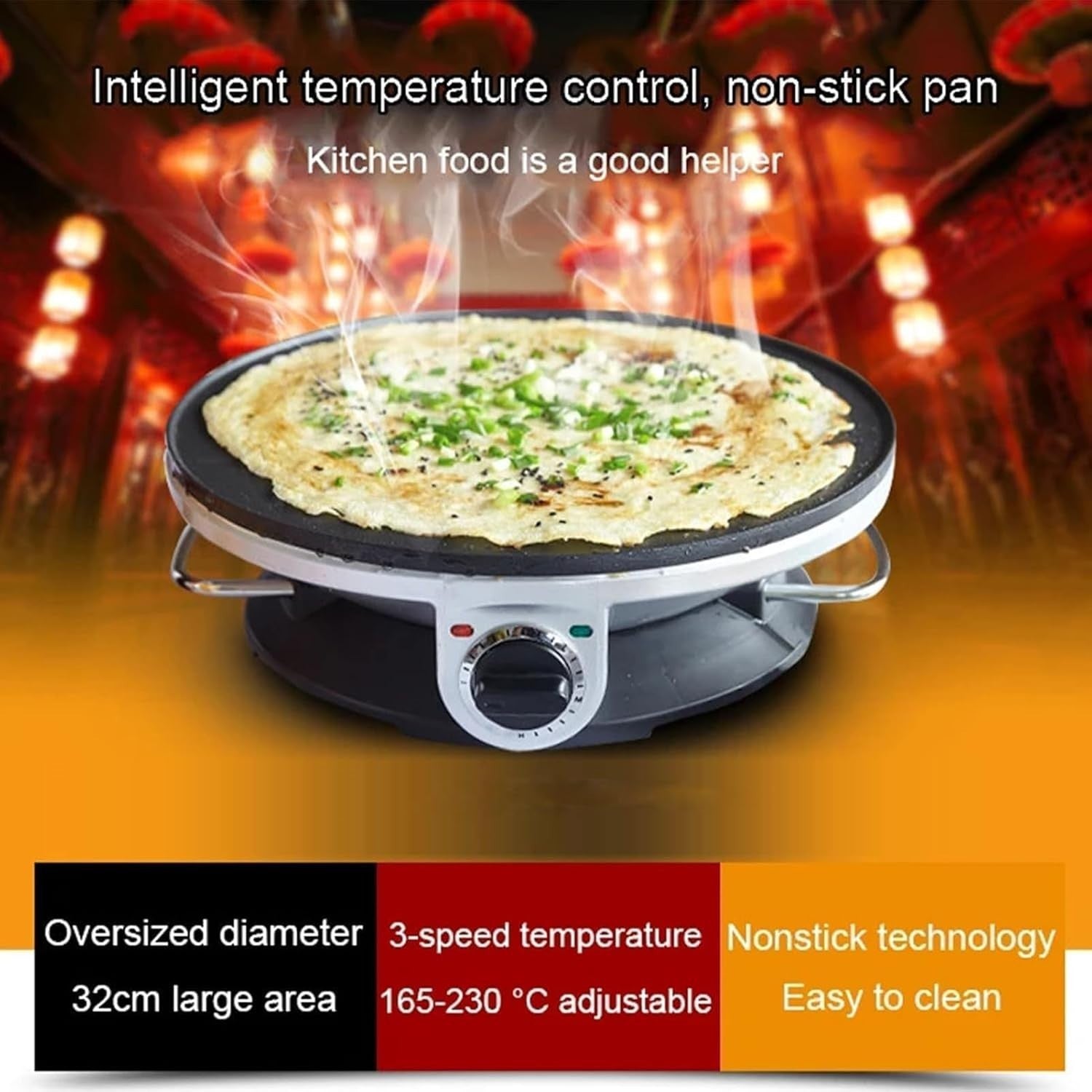 1200W Electric Crepe & Pancake Maker | 12" Non-Stick Tortilla Machine