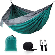 Double Camping Hammock for 2  Portable Nylon Lightweight, Quick Setup Green Gray